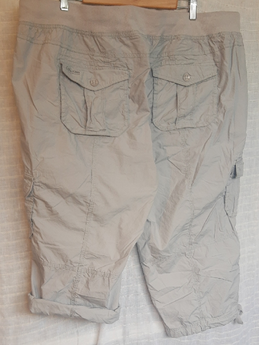 Calvin Klein Light Gray Cargo Capri Drawstring Pants - Picture 6 of 6